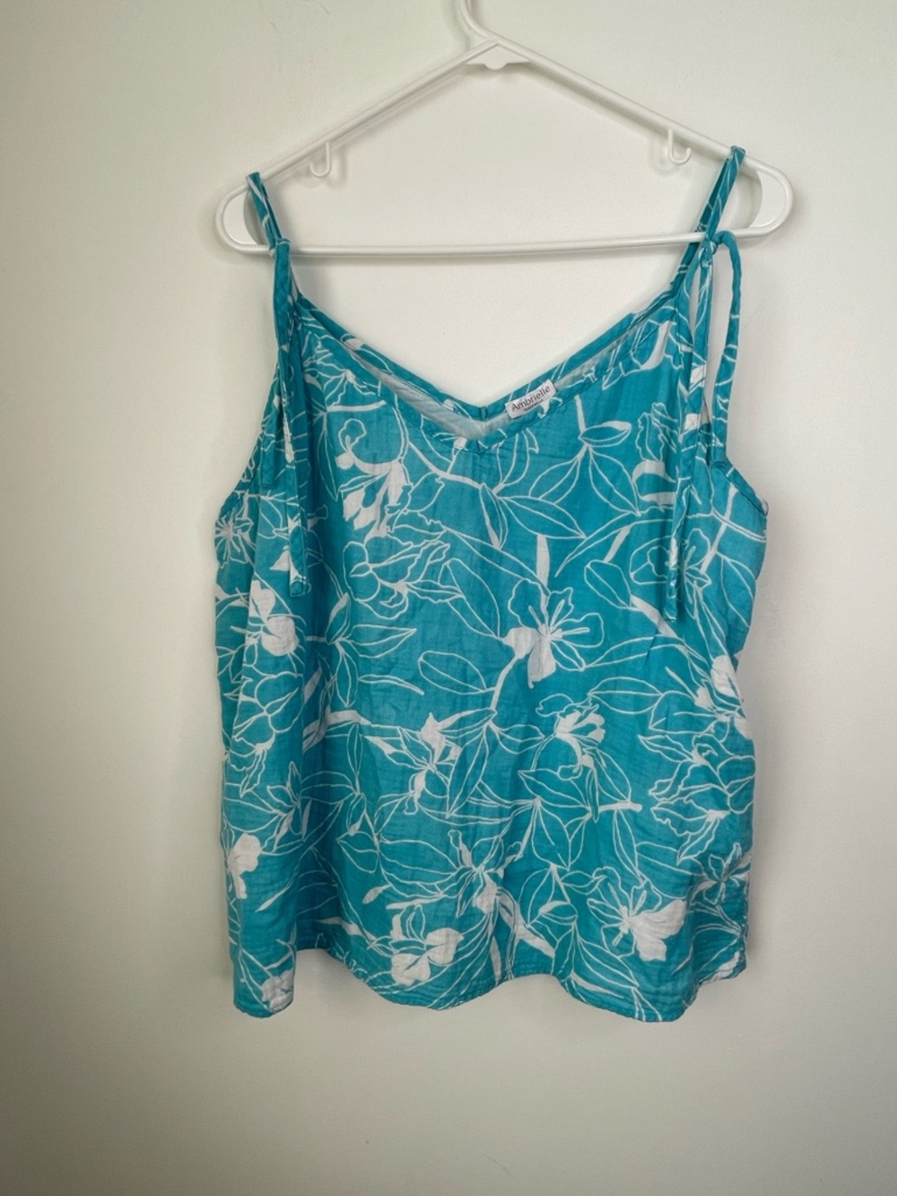Ambrielle Teal Floral Spaghetti Strap Camisole size XL